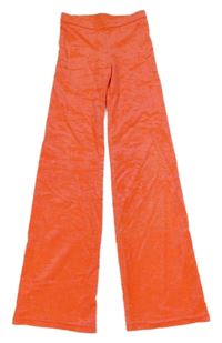 Neonově oranžové sametové flare legíny