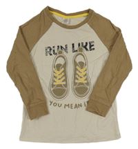 Světlebéžovo-hnědé triko s botami Little kids