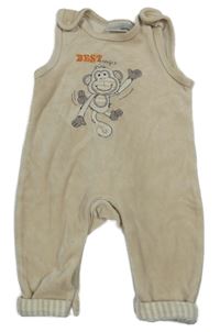 Béžové sametové laclové tepláky s opicí Ergee