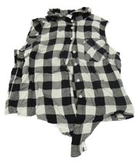 Černo-bílá kostkovaná crop halenka H&M