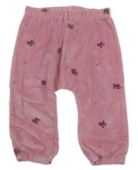 Růžové sametové tepláky s kytičkami Nutmeg