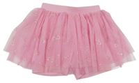 Růžová tylová sukně se srdíčky a všitými kraťasy Lupilu
