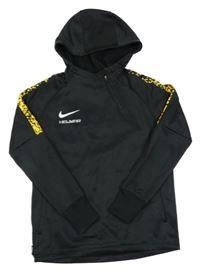 Černo-žlutá sportovní mikina s kapucí a vzorovanými rukávy Nike