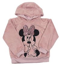 Světlerůžová chlupatá mikina s Minnie a kapucí Disney