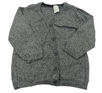 Černo-šedý melírovaný propínací svetr H&M
