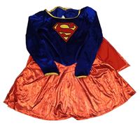 Kostým - Safírovo-červené sametové šaty se znakem - Superman