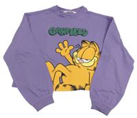 Fialová crop mikina s Garfieldem H&M