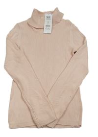 Nové - světlerůžový žebrovaný svetrový rolák George