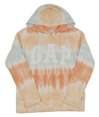 Korálovo-světlemodrá batikovaná mikina s kapucí GAP