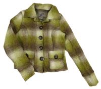 Olivovo-hnědo-bílá kostkovaná vlněná bunda Next