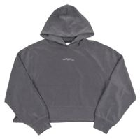 Tmavošedá sportovní crop mikina s nápisem a kapucí Zara