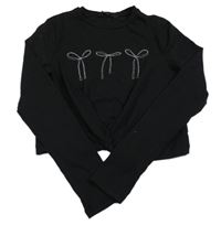 Černé crop triko s mašlemi George