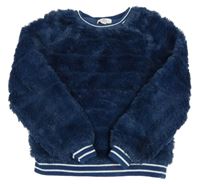 Tmavomodrá chlupatá podšitá mikina 