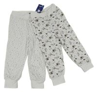Nové - 2x pyžamové kalhoty - s hvězdičkami + se zvířaty Lupilu