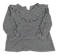 Tmavomodro-bílá kostkovaná halenka s volánkem Matalan