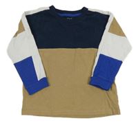 Béžovo-tmavomodro-bílo-safírová melírovaná mikina Next