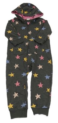 Tmavošedá tepláková kombinéza s barevnými hvězdičkami a kapucí H&M