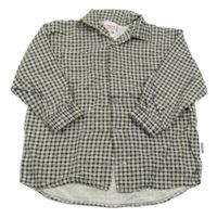 Tmavomodro-smetanová kostkovaná košile se srdíčky 