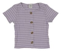 Lila-bílé pruhované tričko s knoflíky Page one young