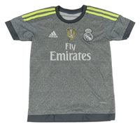 Šedé melírované fotbalové tričko Real Madrid Adidas