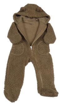 Hnědá huňatá kombinéza s kapucí PRIMARK