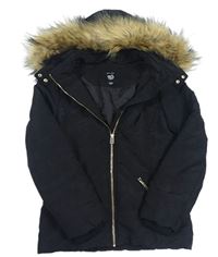 Černá šusťáková zimní bunda s kapucí New Look