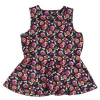 Tmavomodrá květovaná peplum halenka George 