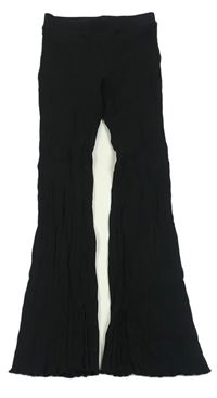 Černé žebrované flare kalhoty H&M