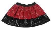 Červeno-černá flitrová kolová sukně M&S