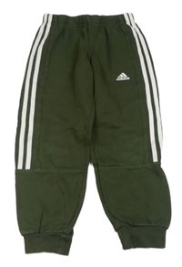 Khaki cuff tepláky s pruhy Adidas 