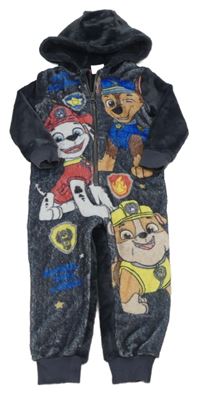 Tmavošedá chlupatá kombinéza s Paw Patrol a kapucí Nickelodeon