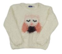 Smetanový chlupatý svetr se sovou Lupilu