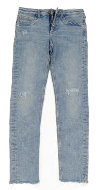 Světlemodré skinny fit rifle s prošoupáním H&M