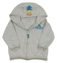 Šedá propínací mikina s dinosaurem a kapucí zn. Pep&Co