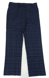 Tmavomodro-černé kostkované slavnostní kalhoty Next 