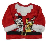 Červeno-bílá sametová mikina s Mickeym zn.Disney