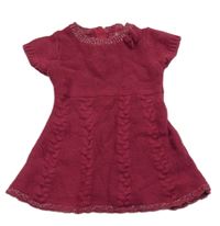 Vínové svetrové šaty s mašlí Primark 