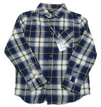 Nové - Tmavomodro-barevná kostkovaná flanelová košile Primark