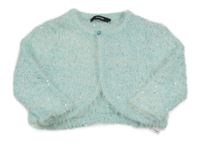 Pomněnkový propínací chlupatý crop svetr s flitry George 