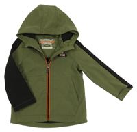 Khaki-černá propínací softshellová bunda s kapucí C&A