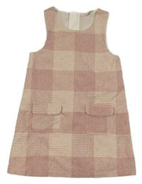 Růžovo-světlerůžové kostkované vlněné šaty F&F