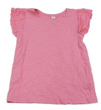 Růžové tričko s děrovanými rukávy Dopodopo