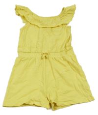 Žlutý bavlněný letní overal s volánkem George 