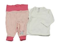 2set - Bílé triko + světlerůžovo-růžové tepláky s krabem