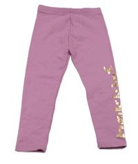 Růžové silnější legíny s nápisem Bekkin 