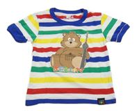 Barevné pruhované tričko s medvídkem