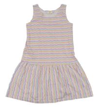 Bílo-barevné pruhované bavlněné šaty 