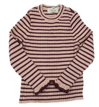 Světlerůžovo-vínový pruhovaný žebrovaný svetr H&M