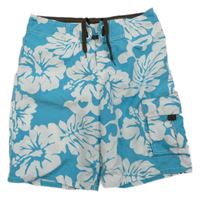 Tyrkysové plážové kraťasy s listy H&M