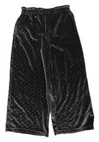 Tmavošedé sametové puntíkaté culottes kalhoty M&S